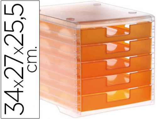 Bloco classificador de secretaria liderpapel empilhaveis 5 gavetas laranja translucido 340x270x255 mm , Q-connect , 49300 , 5705831149229